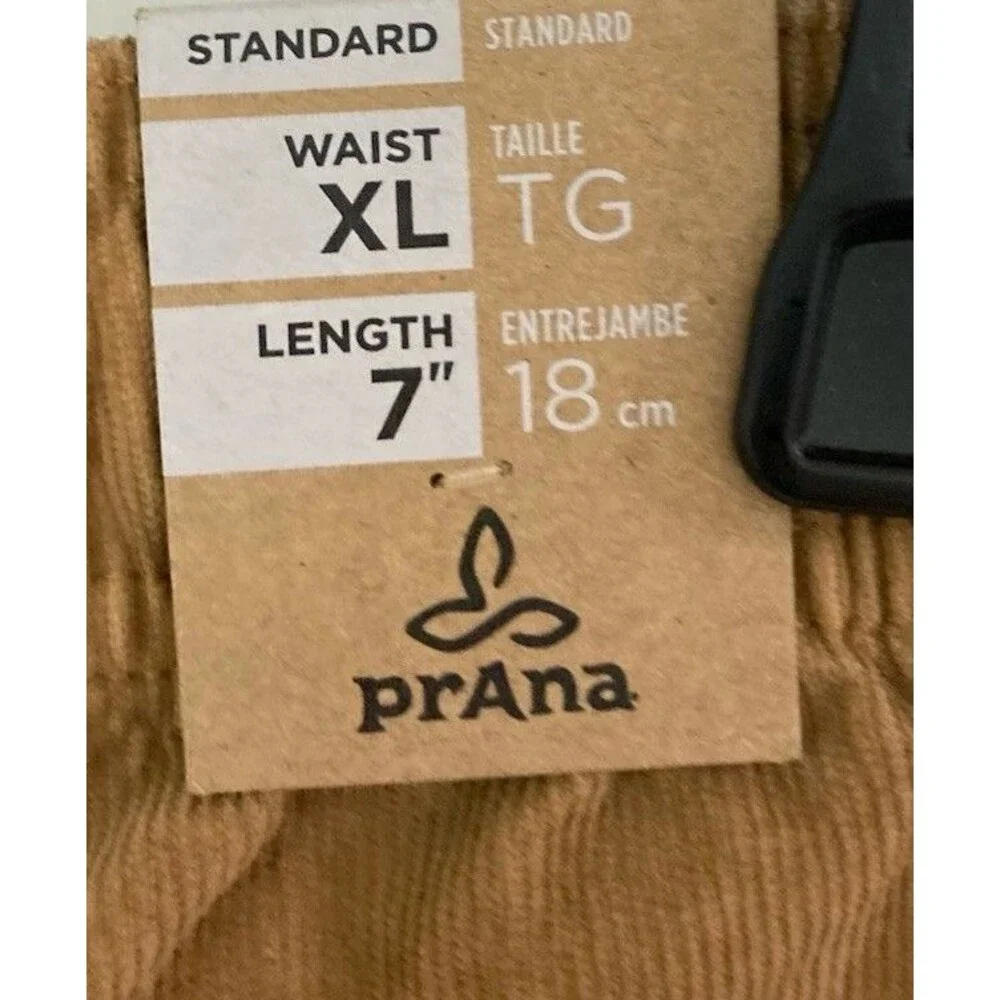 Men's prAna Canyon Camp Short Corduroy Drawstrings Brown Size XL NWT